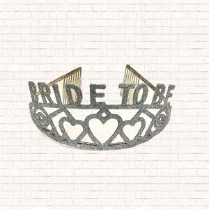 Silver sparkly metal bride to be glitter tiara crown headband for bachelorette